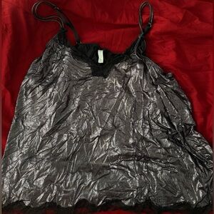 NWT Cacique Metallic Lace PJ Cami & Short Set